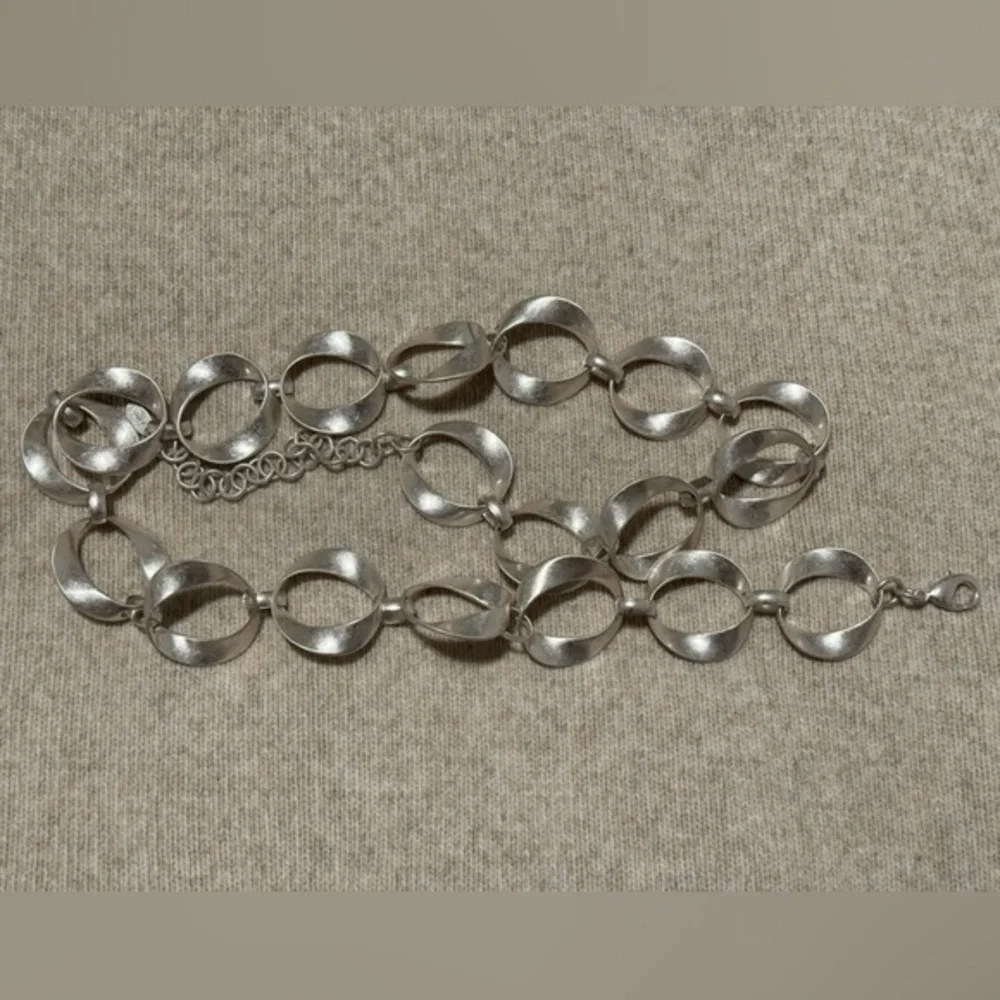 Mango Silver-Tone Linked Circle Statement Necklace - Women Jewelry